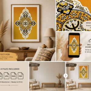 Amazigh Geometric Printable Download Berber Symbol Mandala Art