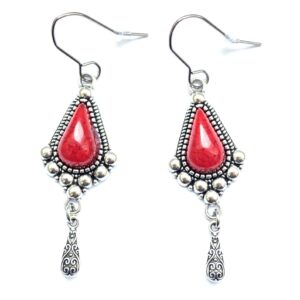Amazigh Kabyle Berber Traditional Ethnic Earrings with Coral Details