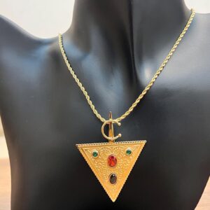 Amazigh Berber Timizghin Triangle Motif Gold Pendant Necklace