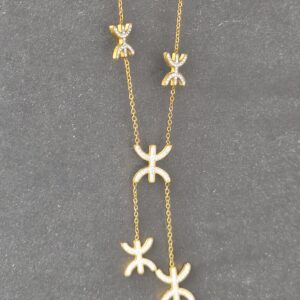 Amazigh Yaz Tifinagh Symbol Necklace with Five Crystal Charms