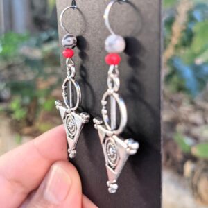 Amazigh Berber Tizerzit Earrings with Triangular Metal Design