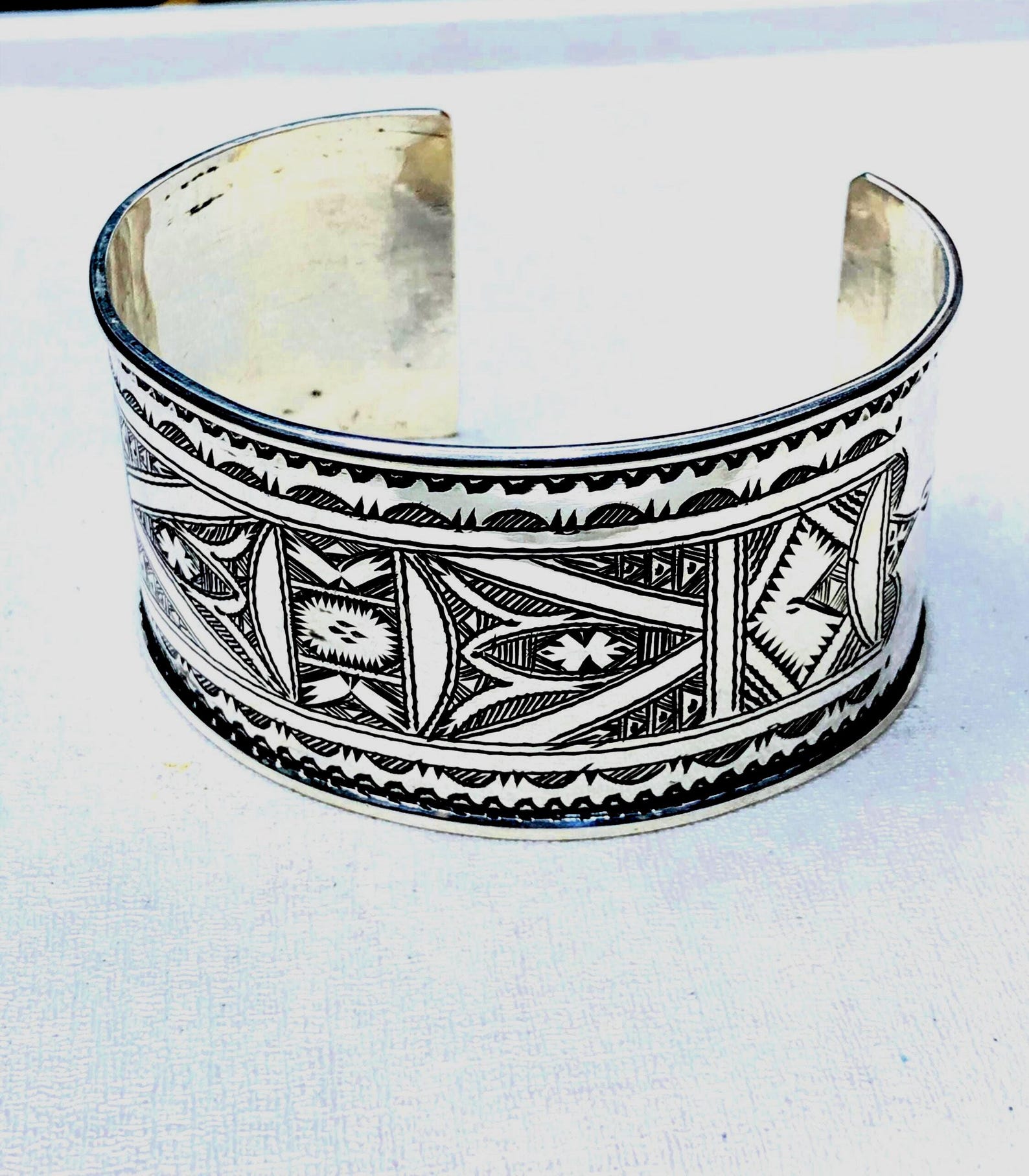 Amazigh Tuareg Berber Gravé Maroc Bracelet Silver Engraved Jewelry