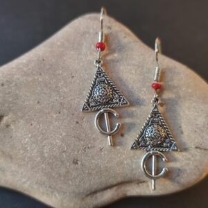 Amazigh Berber Forme Fibule Drop Earrings in Silver Style