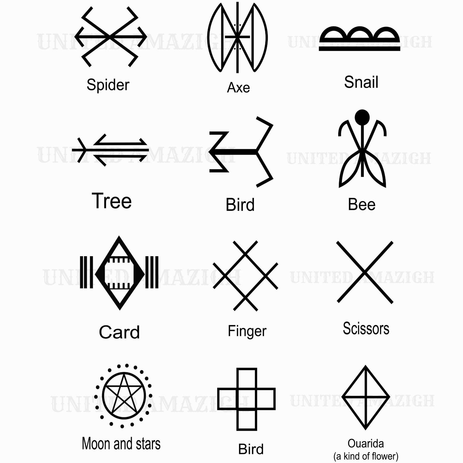 Berber Amazigh Kabyle Tattoo Symbols Digital Download Designs