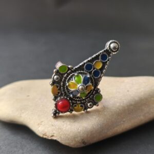Kabyle Amazigh Berber Traditional Ring with Colorful Enamel
