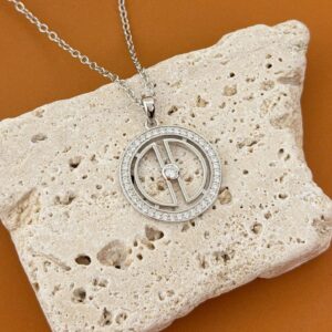 Amazigh Moon Necklace with Berber Symbol Pendant and Zirconia Accent