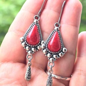 Amazigh Kabyle Berber Traditional Ethnic Earrings with Coral Details