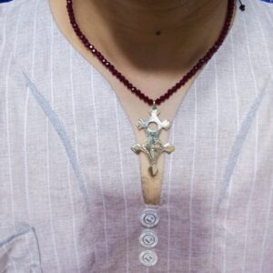 Amazigh Berber Handmade Necklace with Yellow Brass Crystal Agate