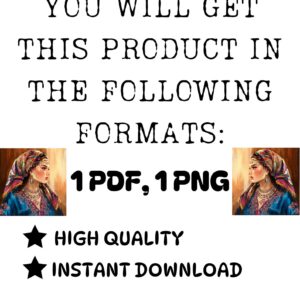Amazigh Berber Woman Portrait Digital Wall Art PNG Illustration