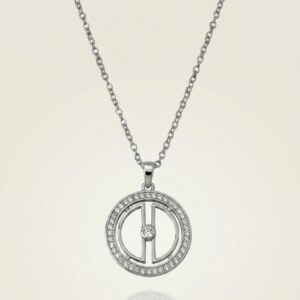 Amazigh Moon Necklace with Berber Symbol Pendant and Zirconia Accent