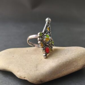 Kabyle Amazigh Berber Traditional Ring with Colorful Enamel