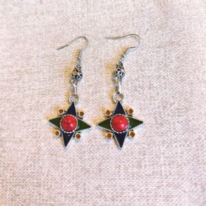 Amazigh Berber Kabyle Earrings with Silver Tone Modern Design