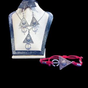 Amazigh Berber Tizerzit Jewelry Set with Pendant Necklace Bracelet Earrings Keychain