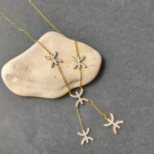 Amazigh Yaz Tifinagh Symbol Necklace with Five Crystal Charms