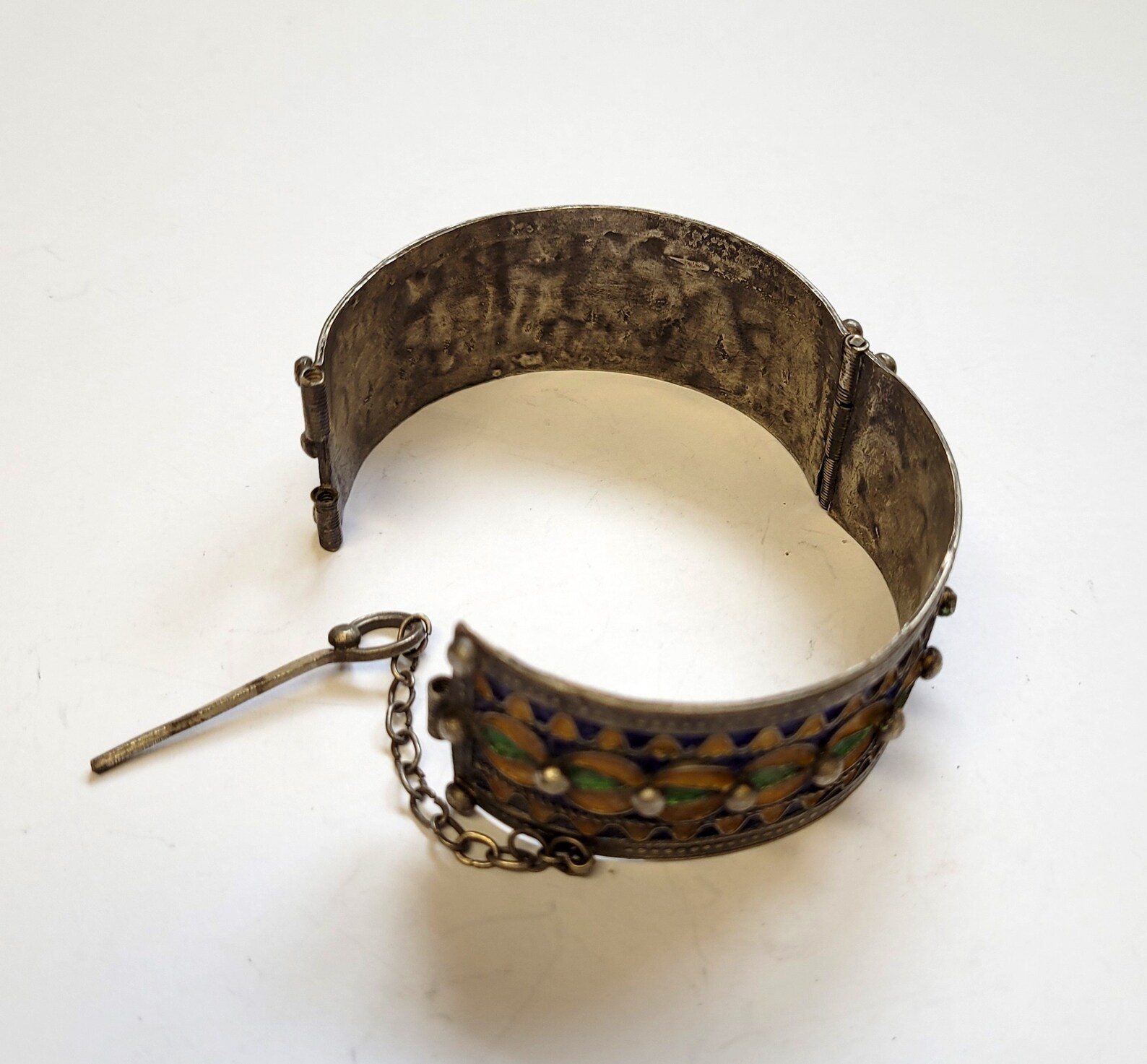 Amazigh Berber Tifinagh Manchette Charnière Émail Vintage Bracelet