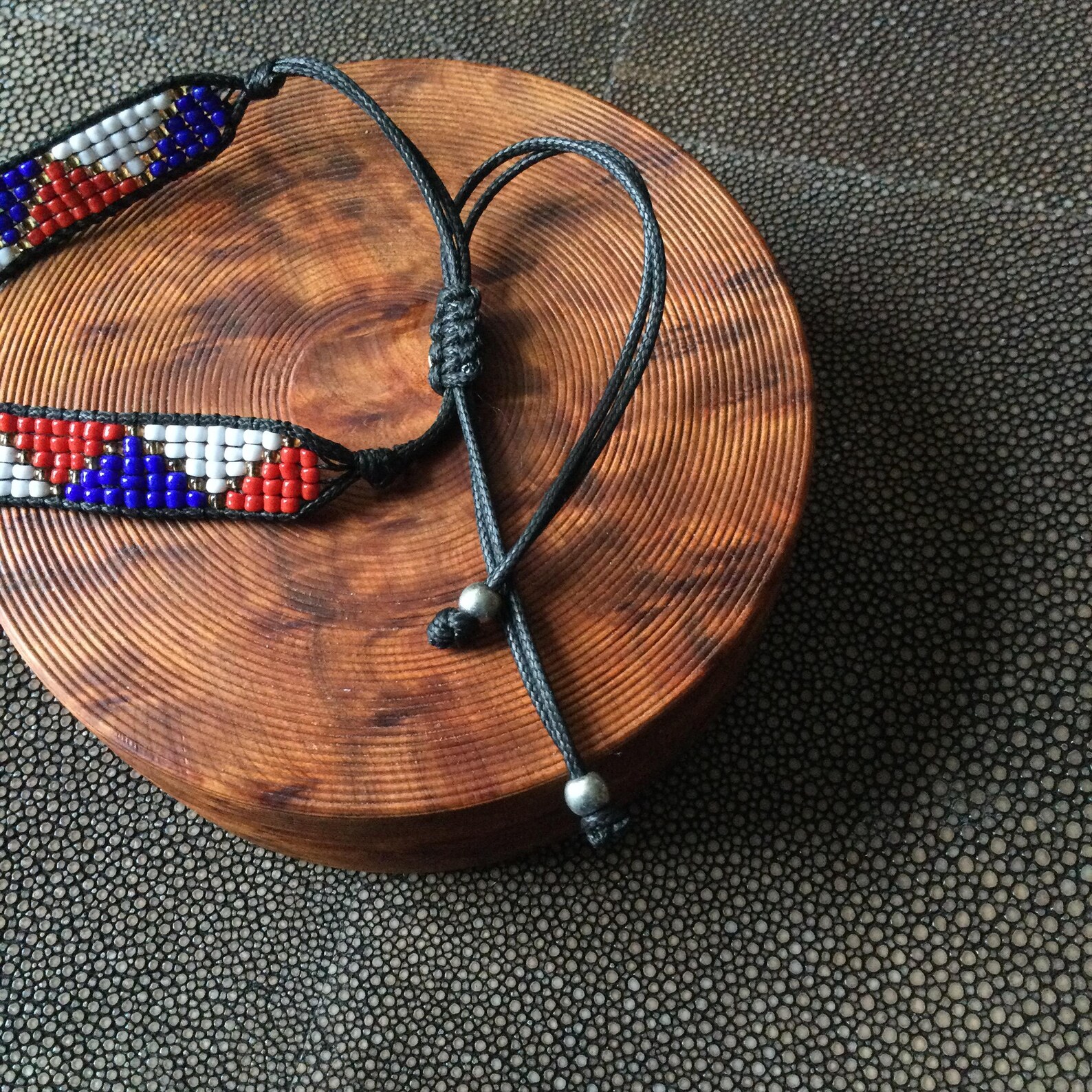 Berber Amazigh Handmade Glass Beaded Bracelet With Geometric Design