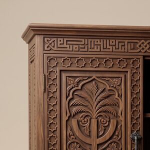 Amazigh Yaz Symbol Berber Hand-Carved Wooden Cabinet Book