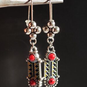Amazigh Berber Kabyle Earrings Silver Tone Cultural Jewelry Design