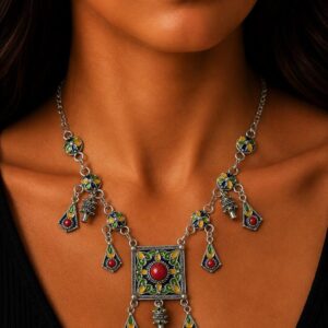Amazigh Kabyle Berber Traditional Handmade Adjustable Necklace with Colorful Details