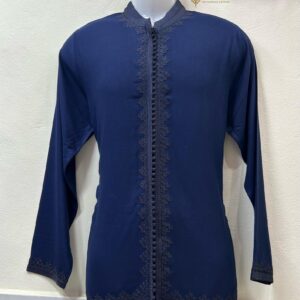 Amazigh Men's Cotton Tunic with Handmade Trim Chain Closure