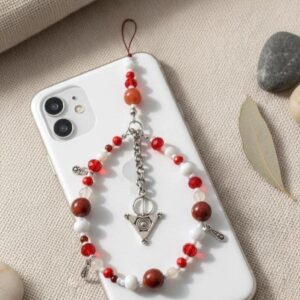 Amazigh Kabyle Berber Phone Bracelet Red White Fibula Charm