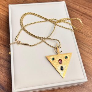 Amazigh Berber Timizghin Triangle Motif Gold Pendant Necklace