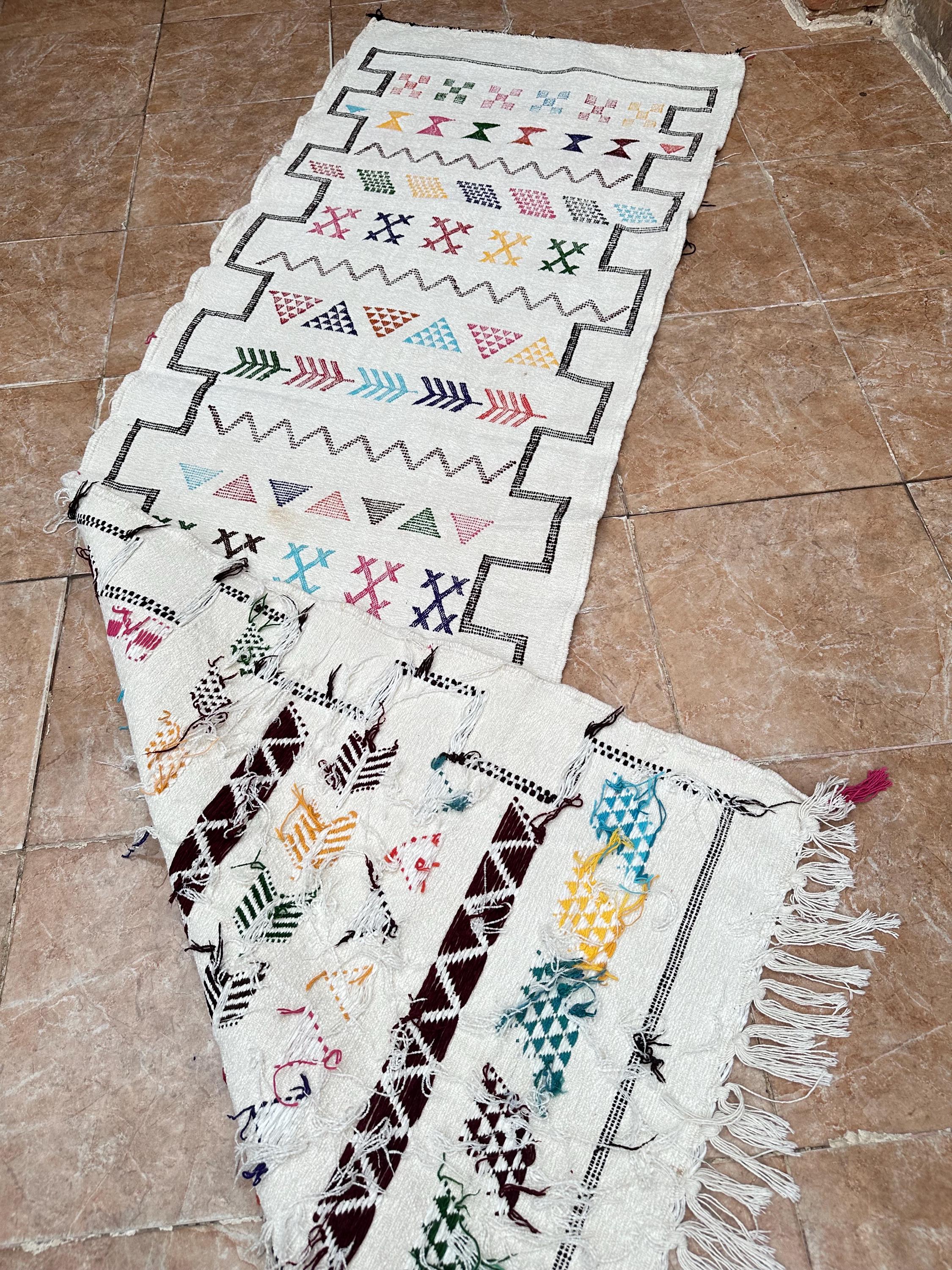 Amazigh Berber Handwoven Runner Rug with Colorful Patterns