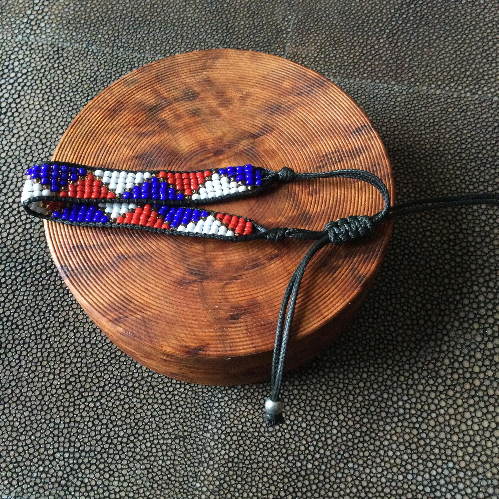 Berber Amazigh Handmade Glass Beaded Bracelet With Geometric Design