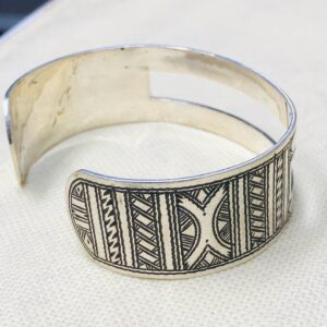 Amazigh Tuareg Berber Gravé Silver Bracelet Adjustable Cuff Maroc