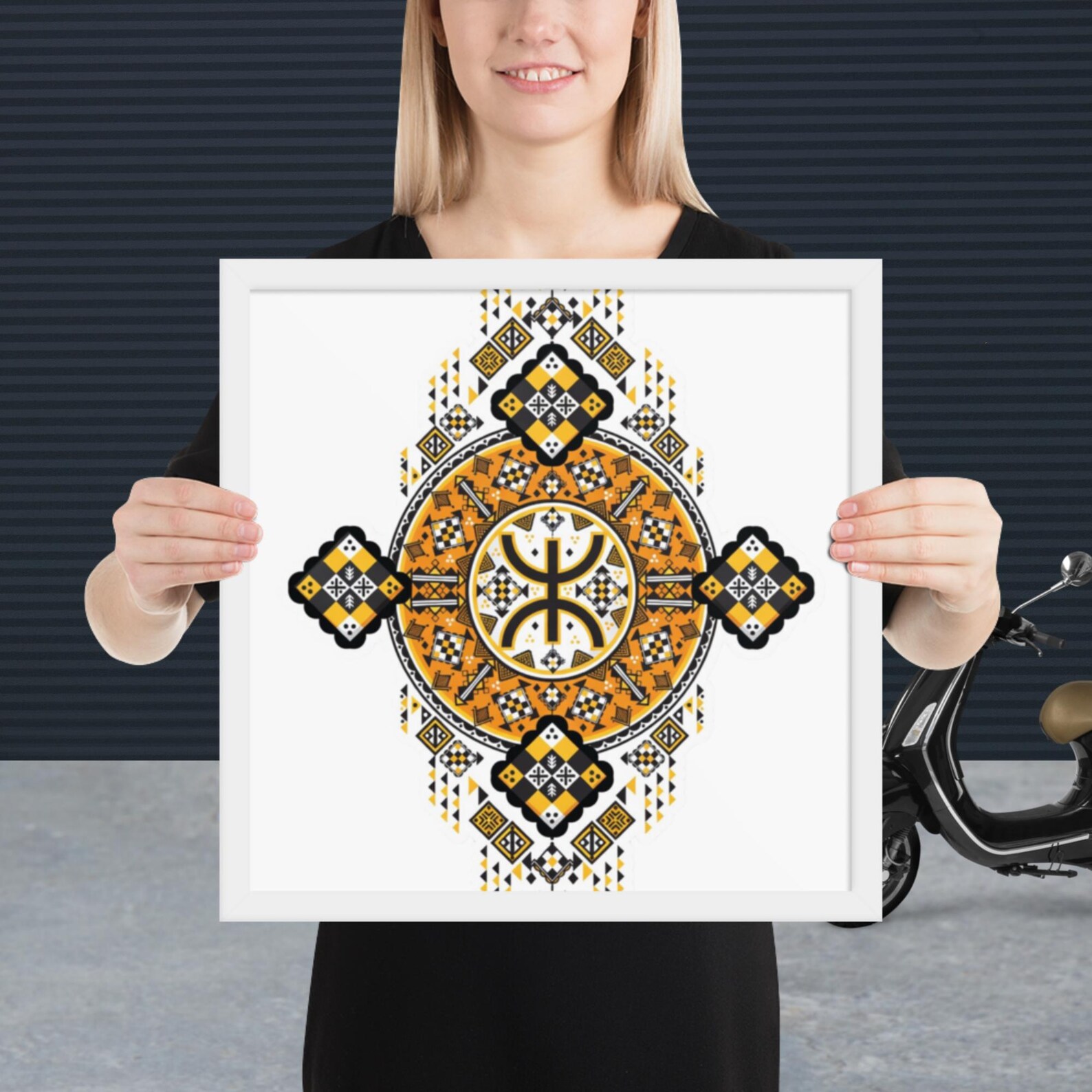 Vibrant Amazigh Berber Yaz Symbol Framed Poster Wall Art