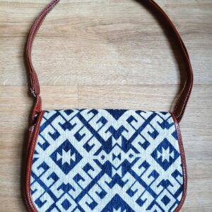 Amazigh Tunisia Brown Leather Handbag with Traditional Motifs Bag