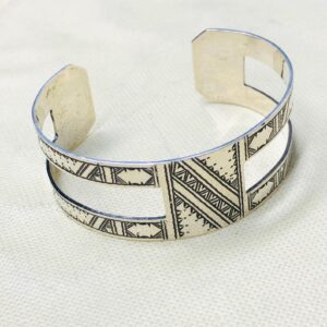Amazigh Tuareg Berber Gravé Silver Bracelet Adjustable Cuff Maroc
