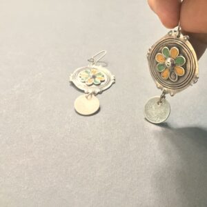 Antique Berber Enamel Earrings with Amazigh Silver Jewelry Style