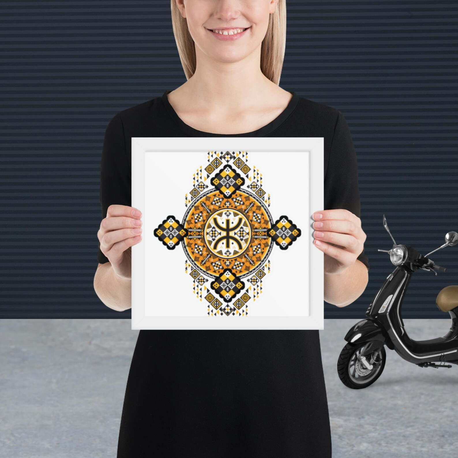 Vibrant Amazigh Berber Yaz Symbol Framed Poster Wall Art