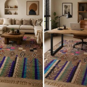 Hand-Knotted Azilal Berber Wool Rug with Tribal Symbol Sampler
