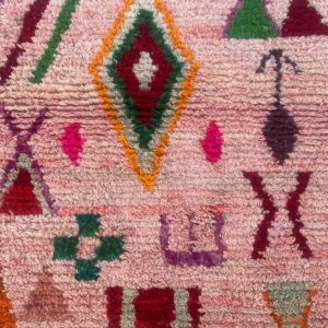 Amazigh Boujaad Berber Wool Rug with Colorful Geometric Patterns