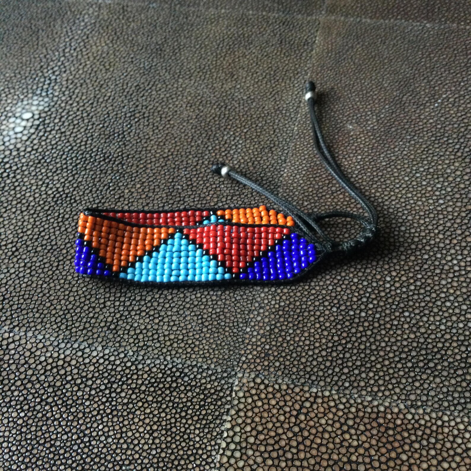 Amazigh Berber Beaded Glass Bracelet with Colorful Geometric Design