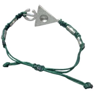 Amazigh Berber Triangle Stainless Steel Bracelet with Green Cord