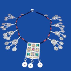 Amazigh Princess of the Atlas Coral and Black Agate Necklace