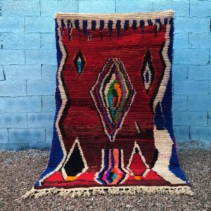 Amazigh Boujaad Wool Rug with Colorful Geometric Berber Patterns