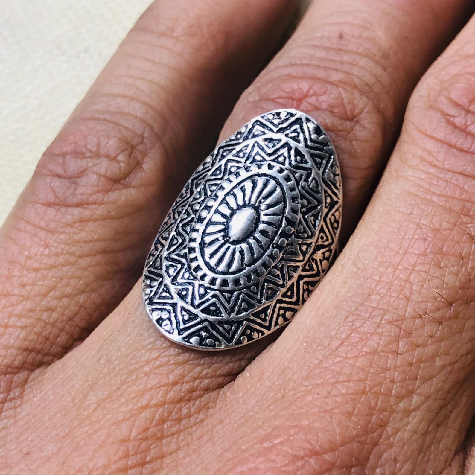 Amazigh Berber Tuareg Sterling Silver Tribal Engraved Ring