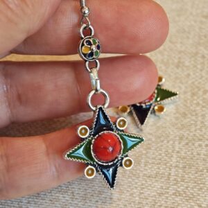 Amazigh Berber Kabyle Earrings with Silver Tone Modern Design