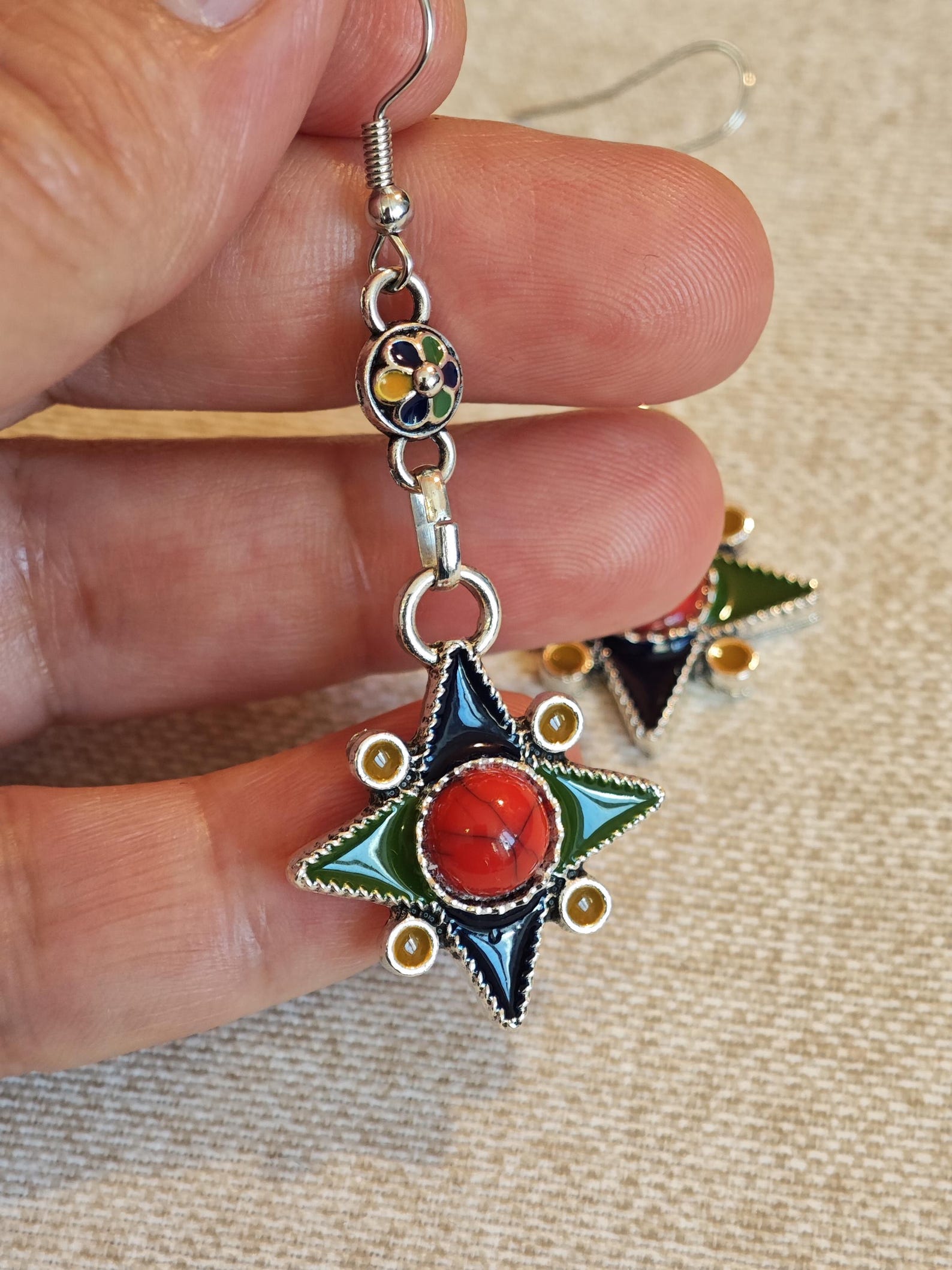 Amazigh Berber Kabyle Earrings with Silver Tone Modern Design