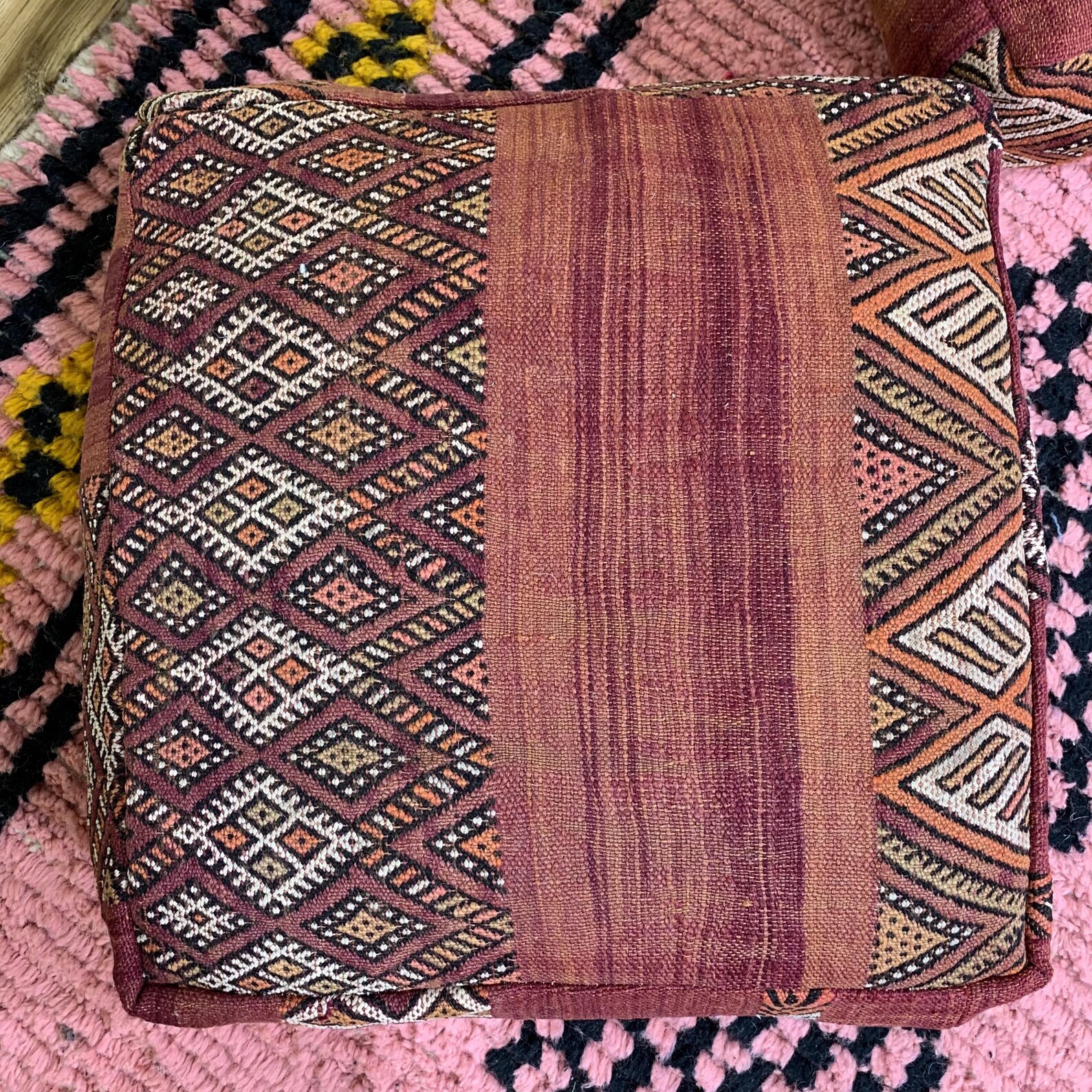 Amazigh Berber Beni Ourain Cozy Floor Cover Pouf