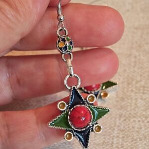 Amazigh Berber Kabyle Earrings with Silver Tone Modern Design