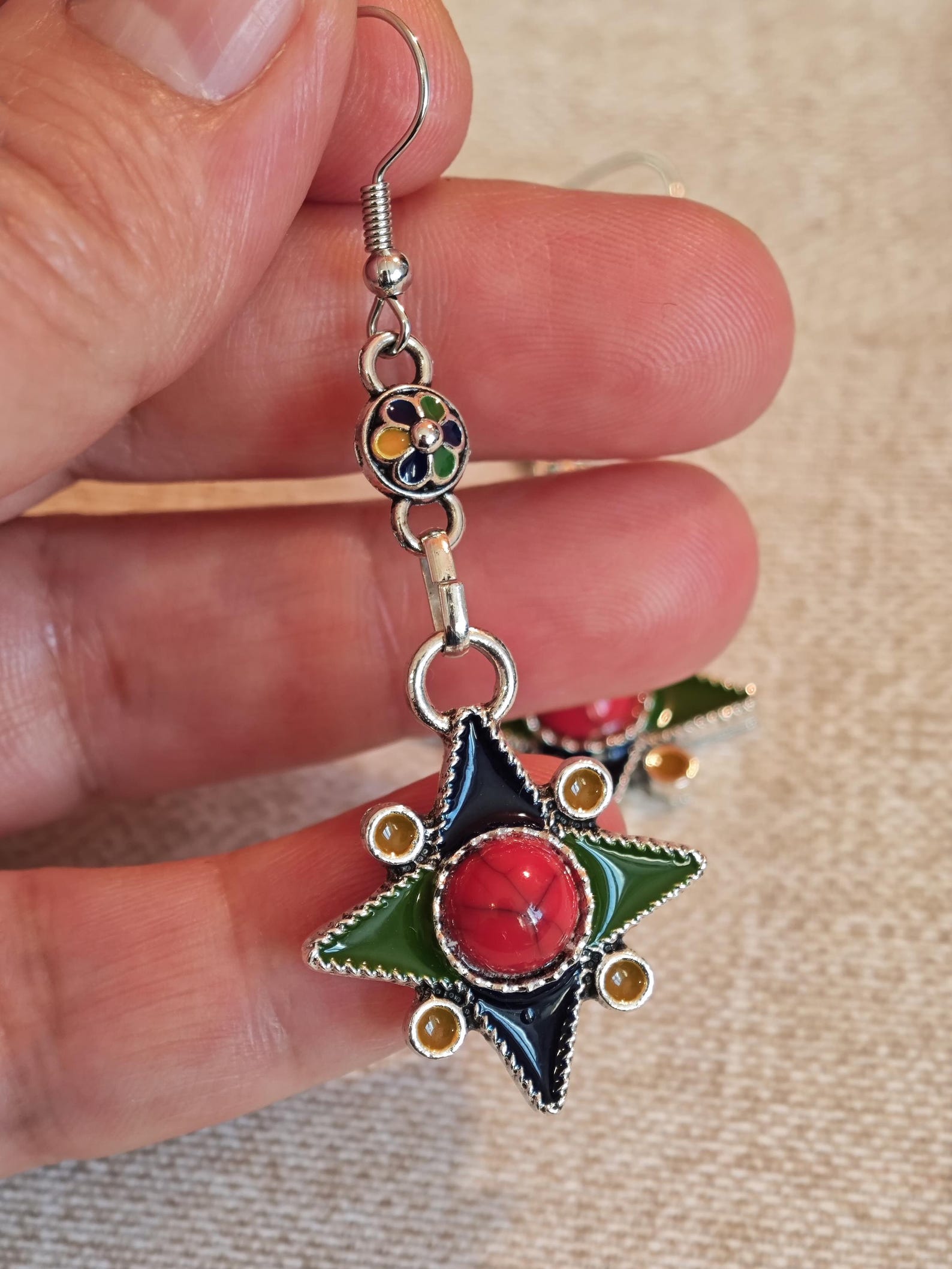 Amazigh Berber Kabyle Earrings with Silver Tone Modern Design