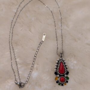 Amazigh Kabyle Berber Minimalist Necklace with Enamel Pendant