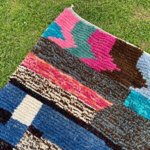 Amazigh Berber Handmade Beni Ourain Pink Cream Geometric Wool Rug