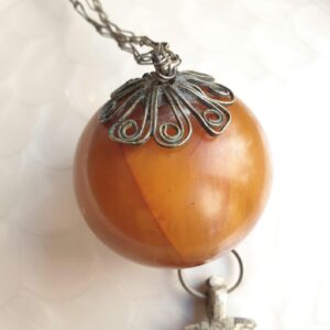 Berber Amazigh Maroc Atlas Fibule Vintage Copal Pendant Necklace