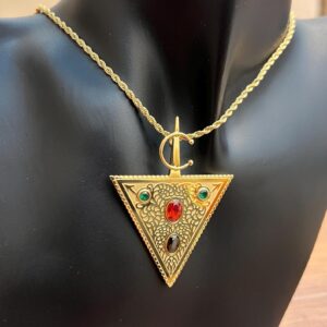 Amazigh Berber Timizghin Triangle Motif Gold Pendant Necklace
